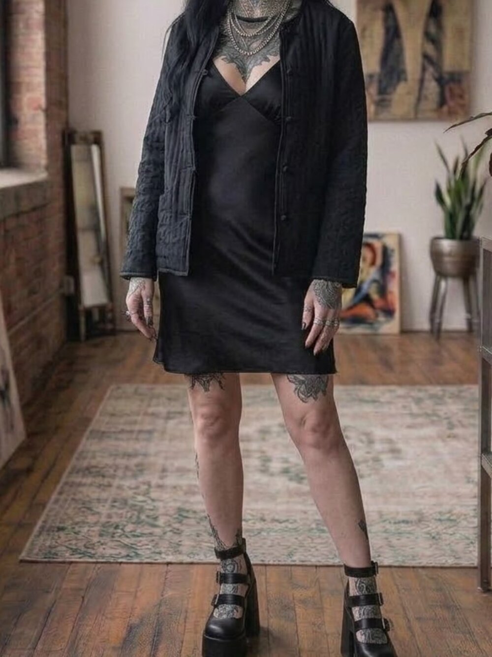 Dialogue Black Textured Shawl Collar Button-Up Knotted Buttons Oversized Small